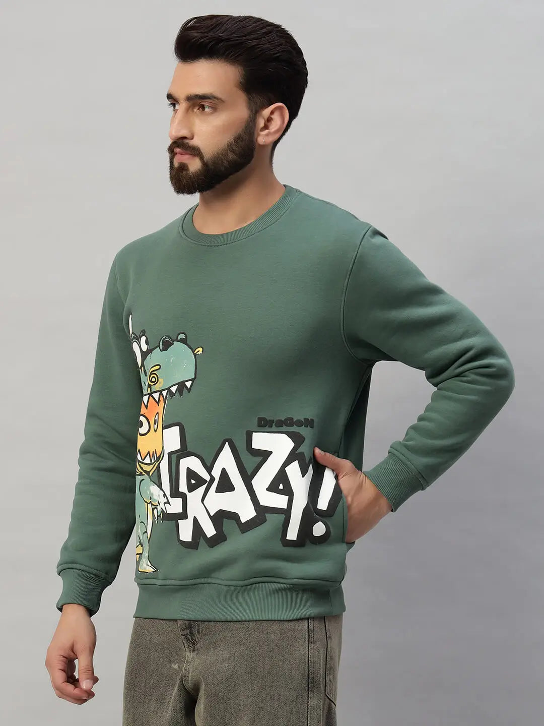 Printed Round Neck Sweatshirt [A-3841]
