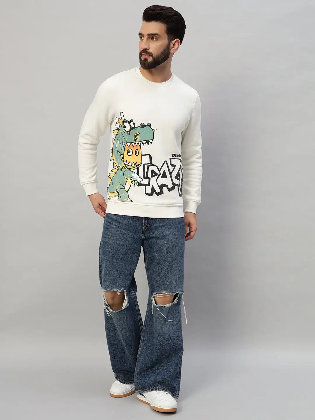 Printed Round Neck Sweatshirt [A-3841]