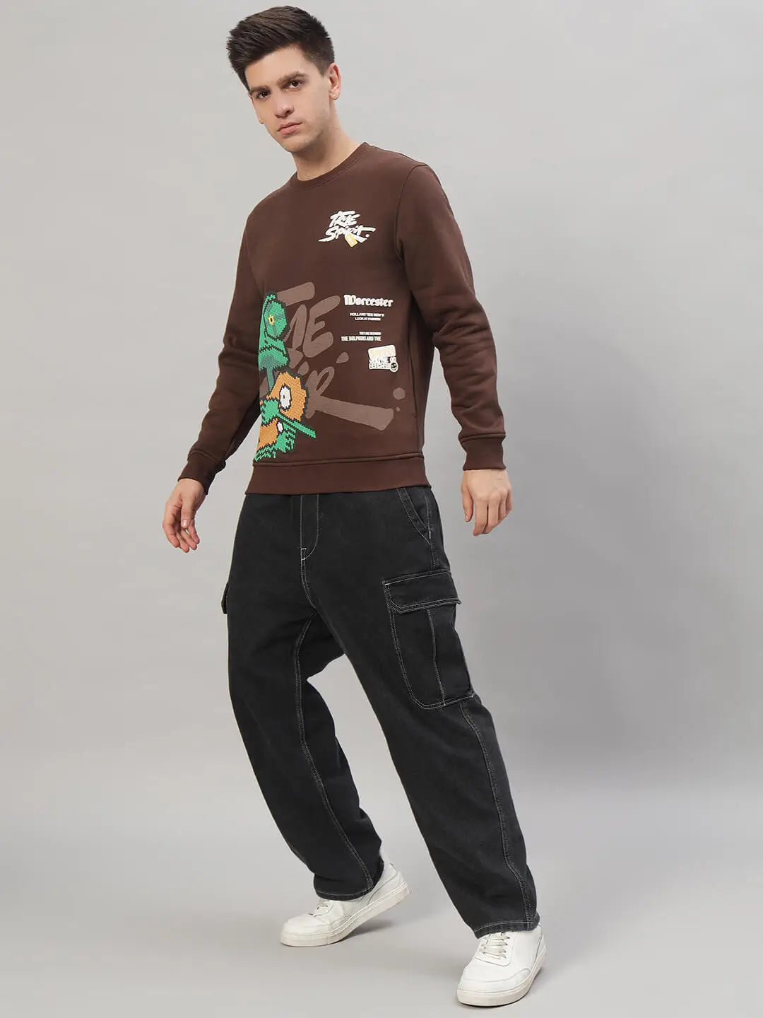 Printed Round Neck Sweatshirt [T-3843]