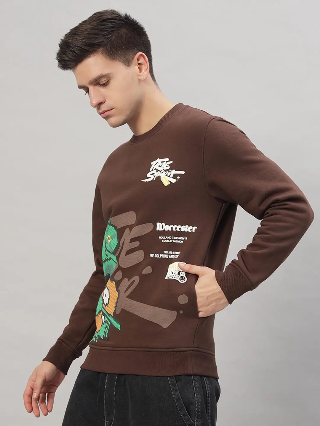 Printed Round Neck Sweatshirt [T-3843]