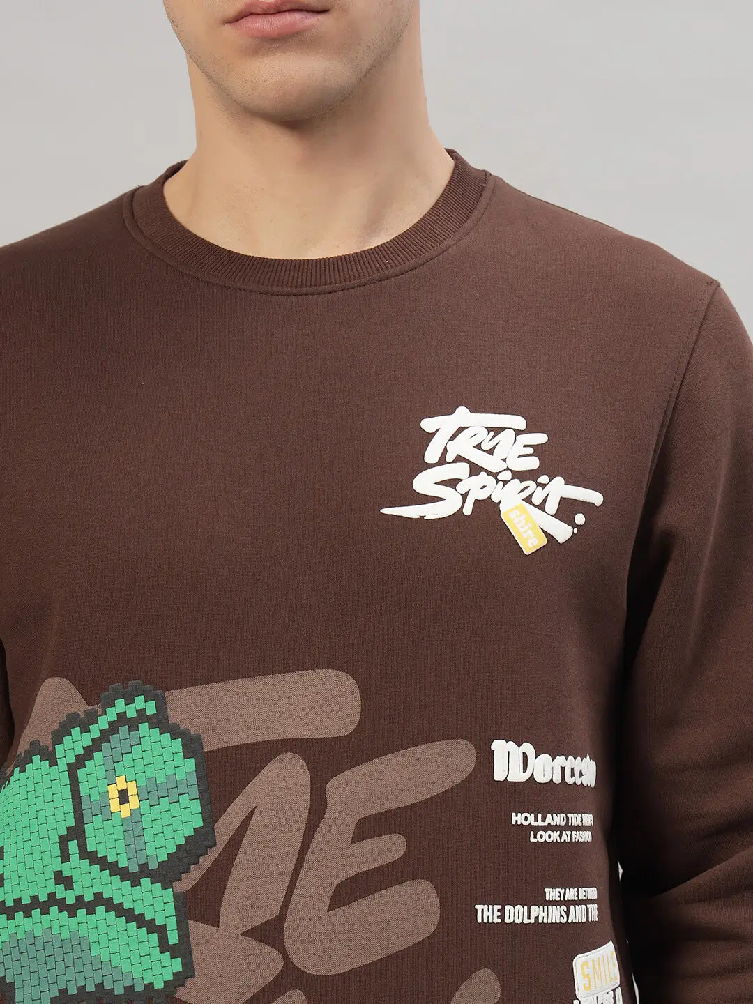 Printed Round Neck Sweatshirt [T-3843]