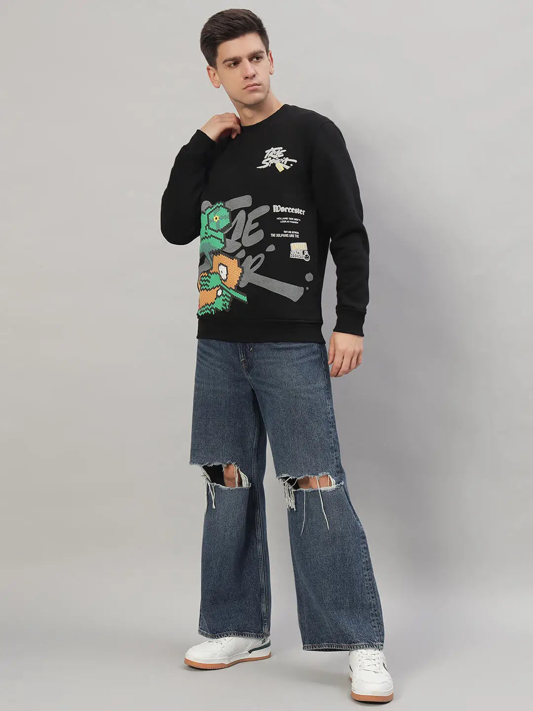 Printed Round Neck Sweatshirt [T-3843]