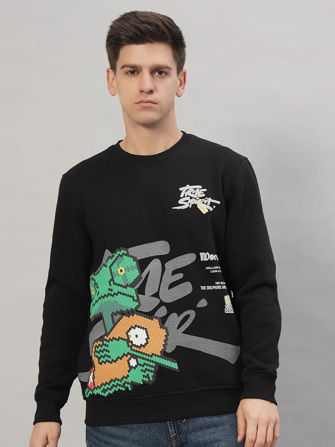 Printed Round Neck Sweatshirt [T-3843]