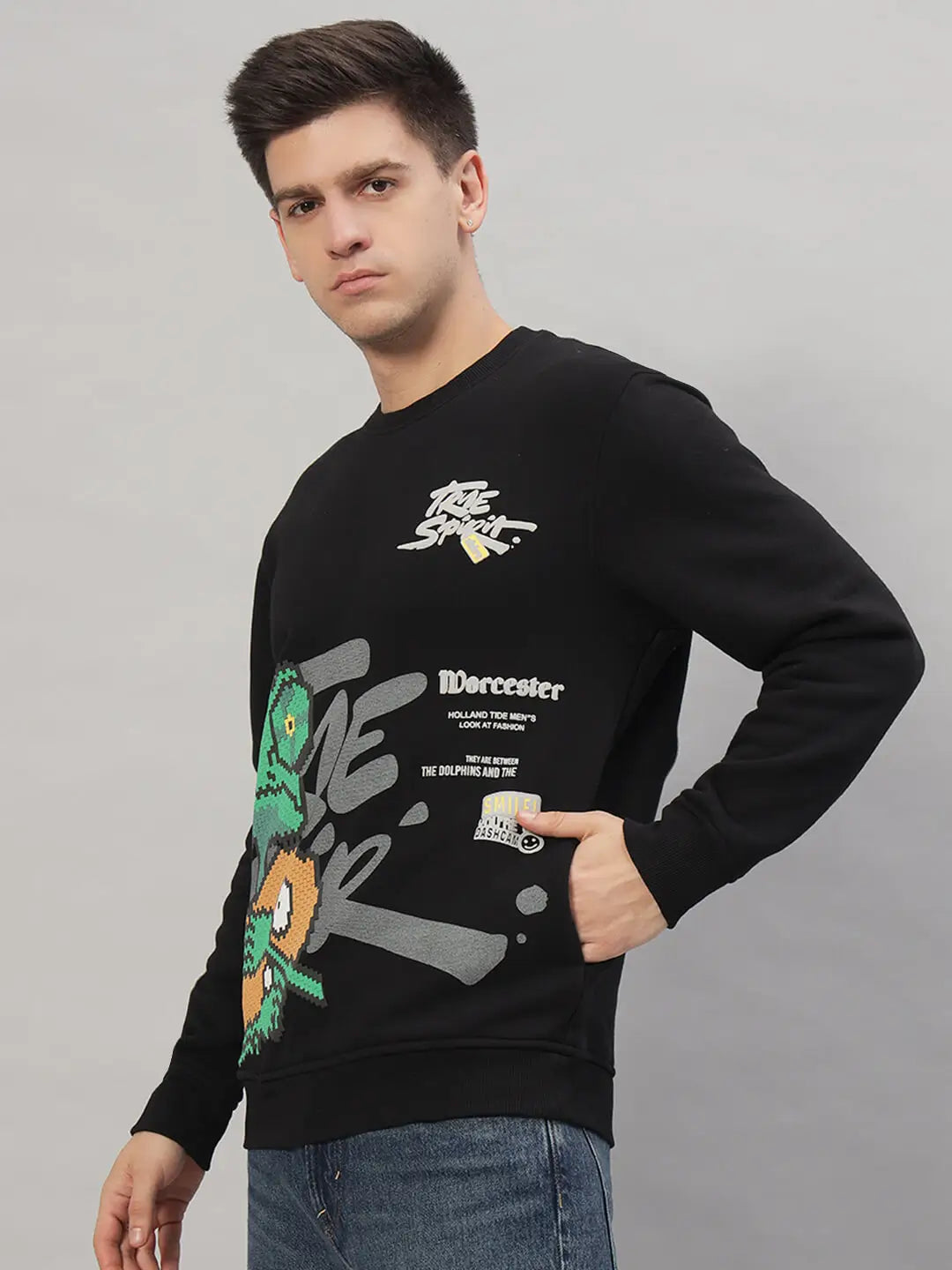 Printed Round Neck Sweatshirt [T-3843]