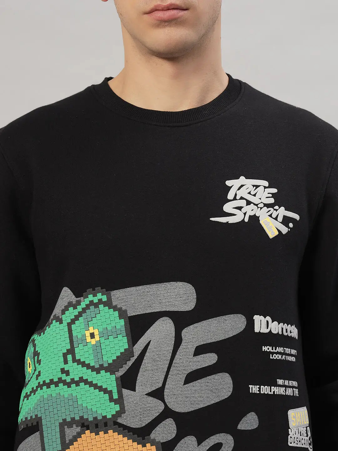 Printed Round Neck Sweatshirt [T-3843]