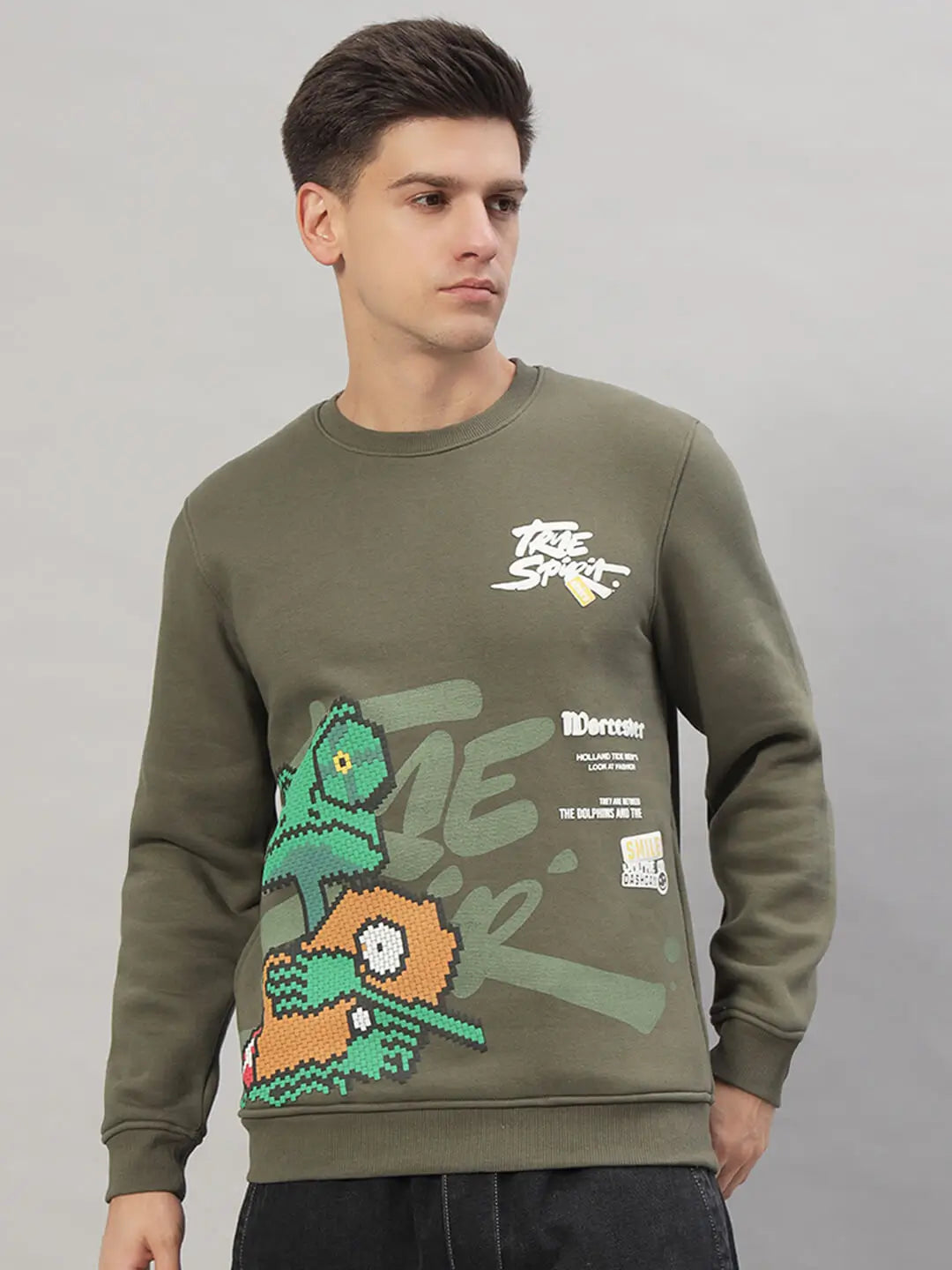 Printed Round Neck Sweatshirt [T-3843]