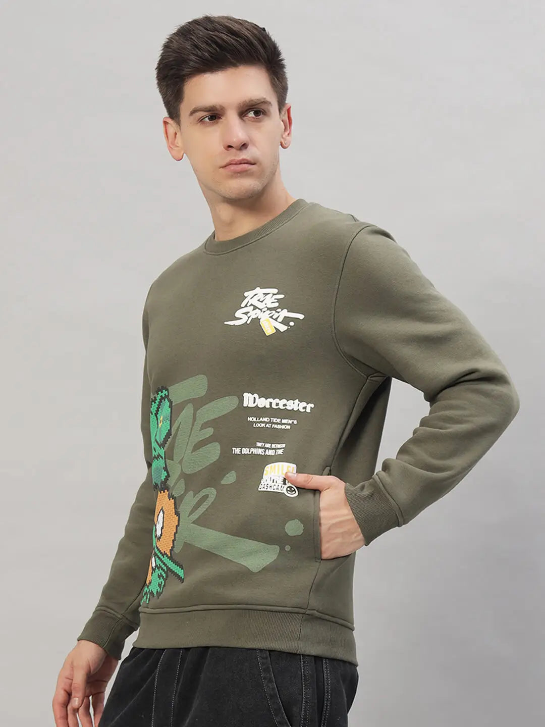 Printed Round Neck Sweatshirt [T-3843]