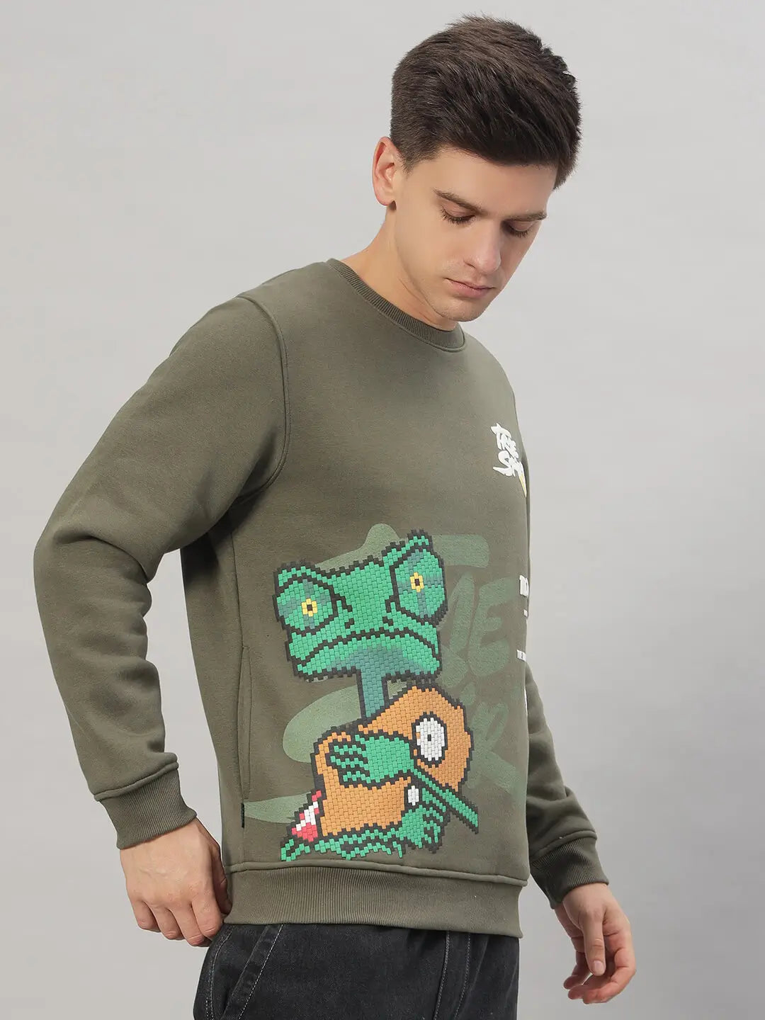 Printed Round Neck Sweatshirt [T-3843]