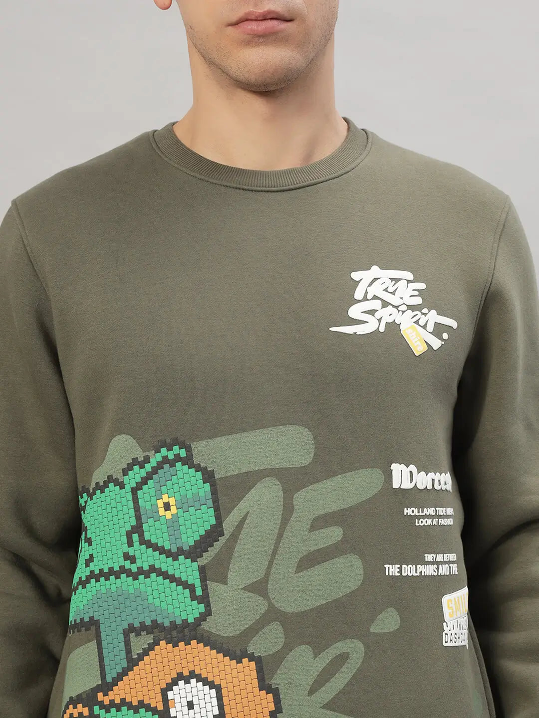 Printed Round Neck Sweatshirt [T-3843]