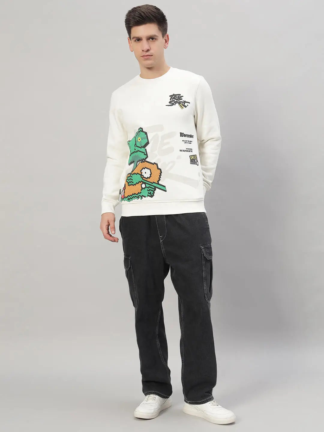 Printed Round Neck Sweatshirt [T-3843]