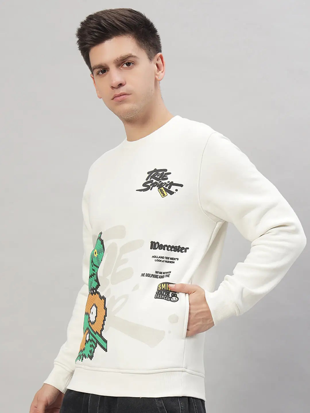 Printed Round Neck Sweatshirt [T-3843]