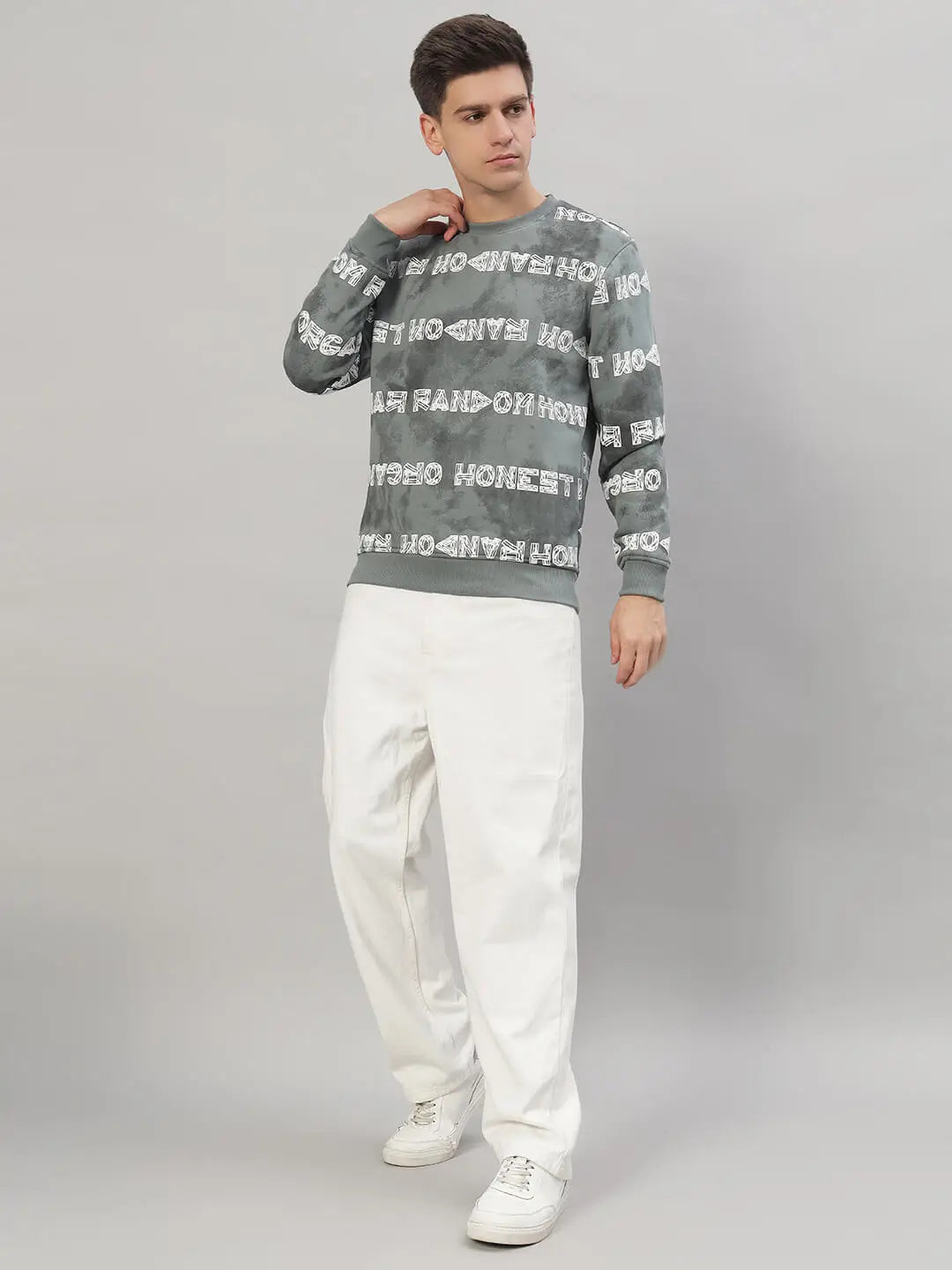 Printed Round Neck Sweatshirt [U-4220]