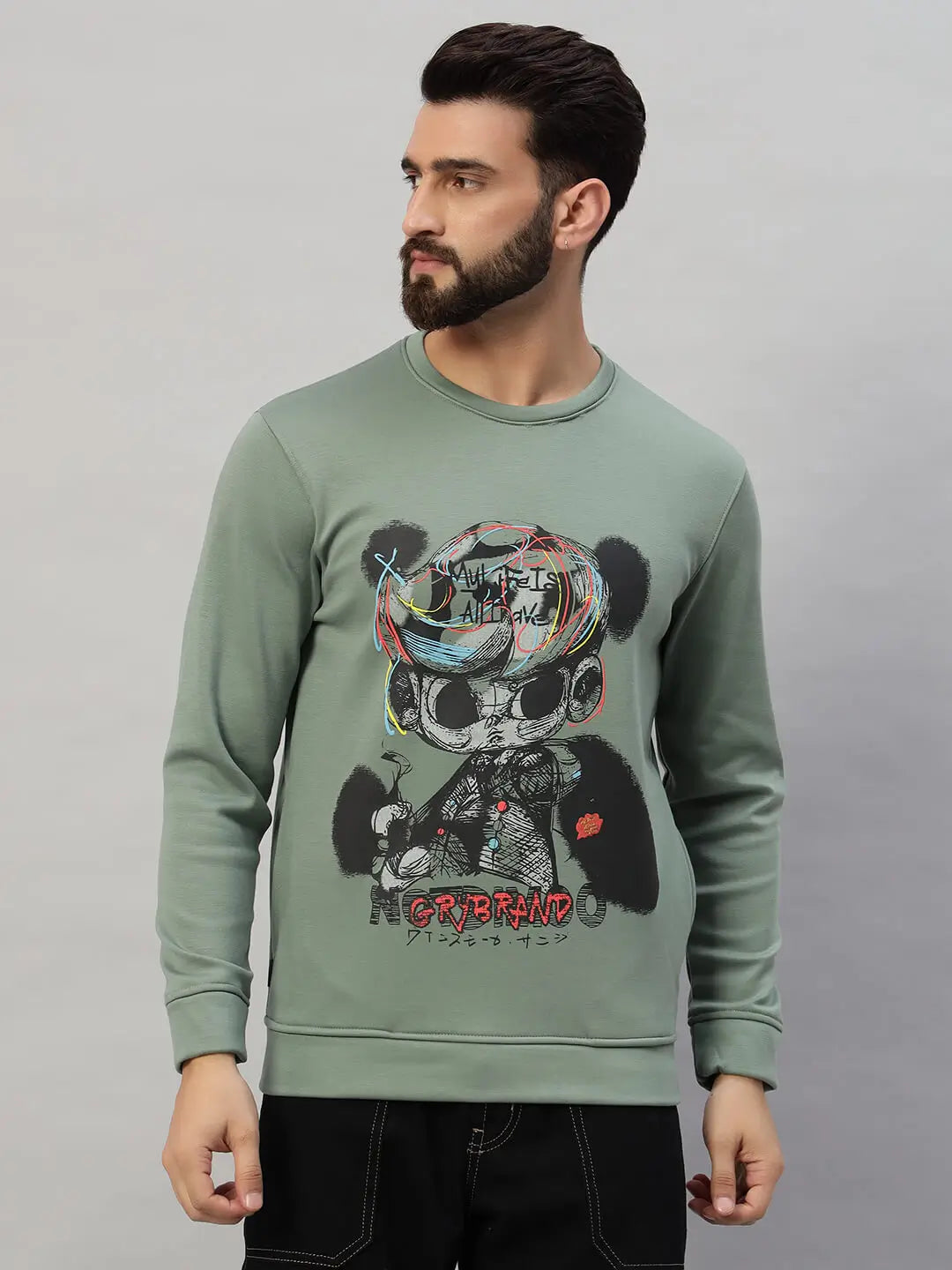 Printed Round Neck Sweatshirt [W-4048]