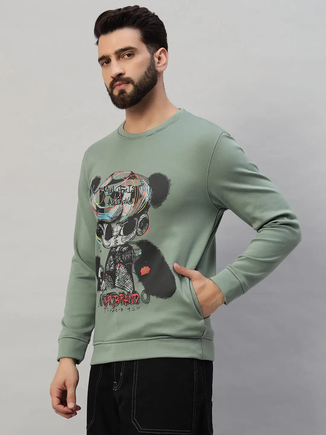 Printed Round Neck Sweatshirt [W-4048]
