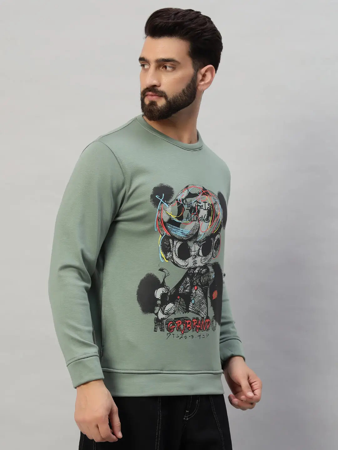 Printed Round Neck Sweatshirt [W-4048]