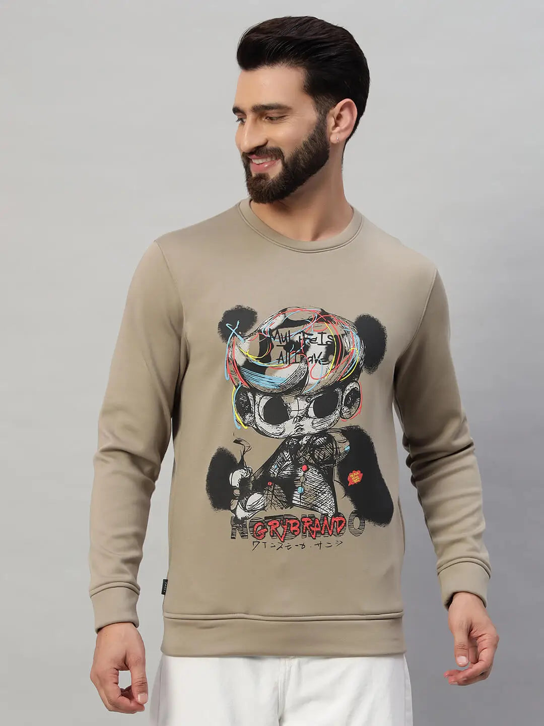 Printed Round Neck Sweatshirt [W-4048]