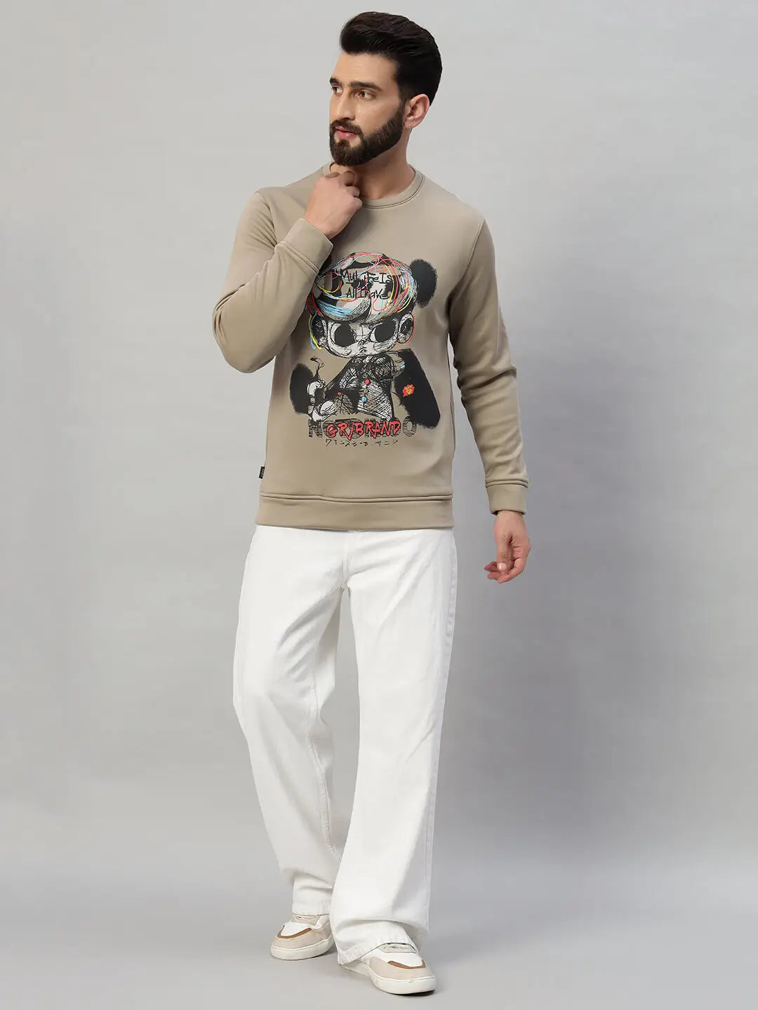 Printed Round Neck Sweatshirt [W-4048]