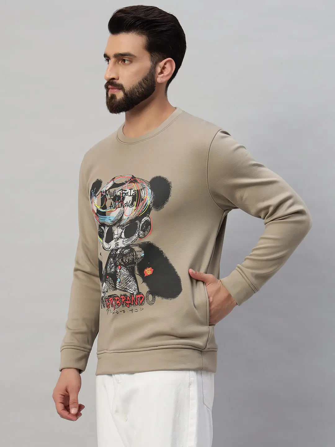 Printed Round Neck Sweatshirt [W-4048]