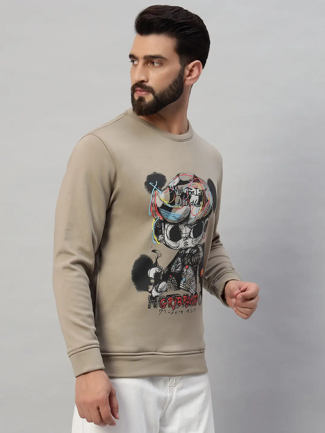 Printed Round Neck Sweatshirt [W-4048]