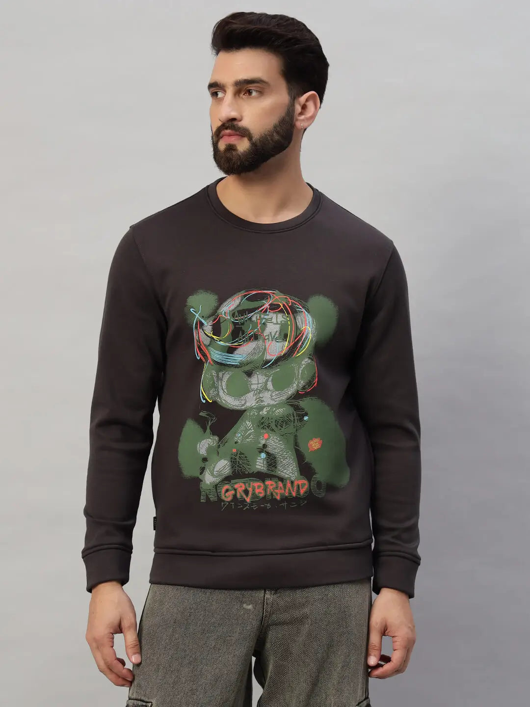 Printed Round Neck Sweatshirt [W-4048]
