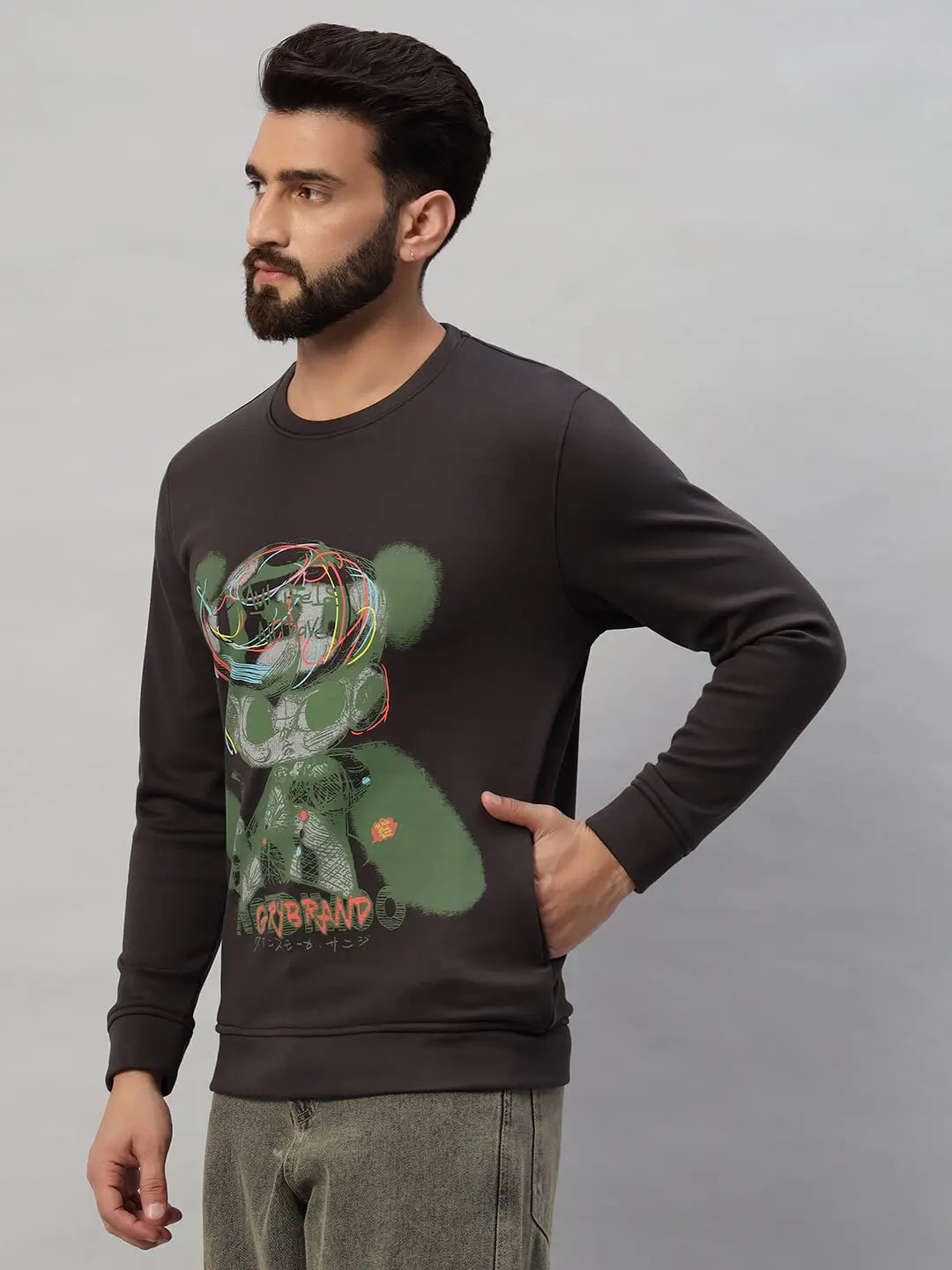 Printed Round Neck Sweatshirt [W-4048]