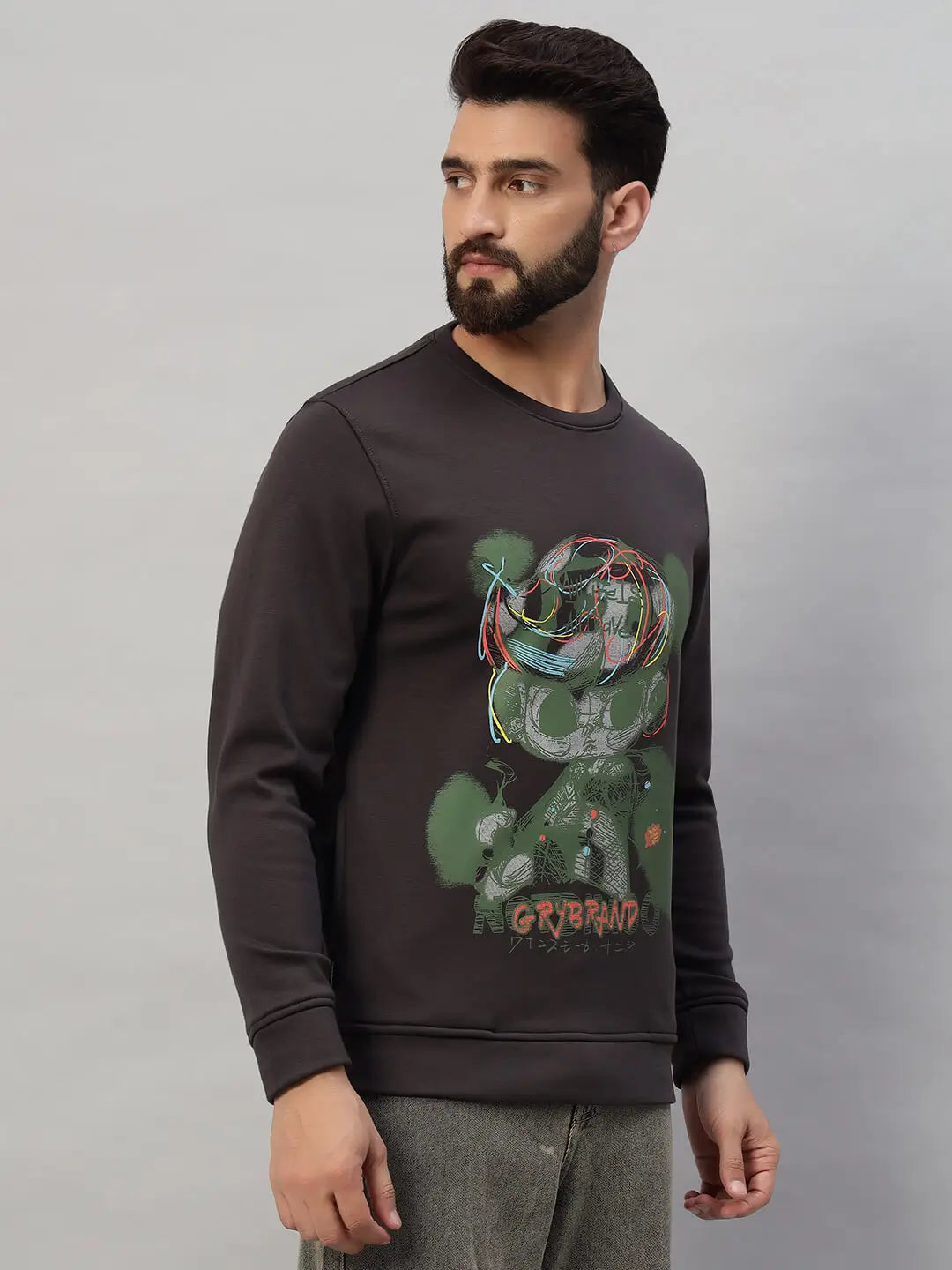 Printed Round Neck Sweatshirt [W-4048]